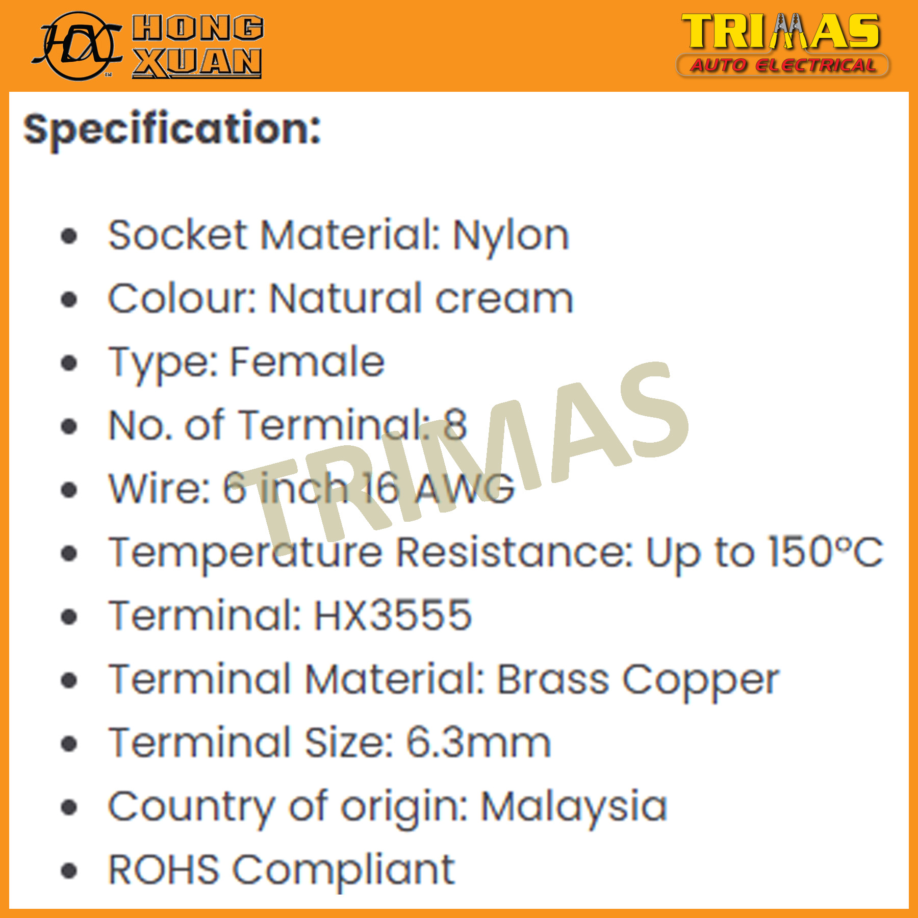 HX-3754 8 Pin Female Modify Wire Harness Socket Connector | Shopee Malaysia