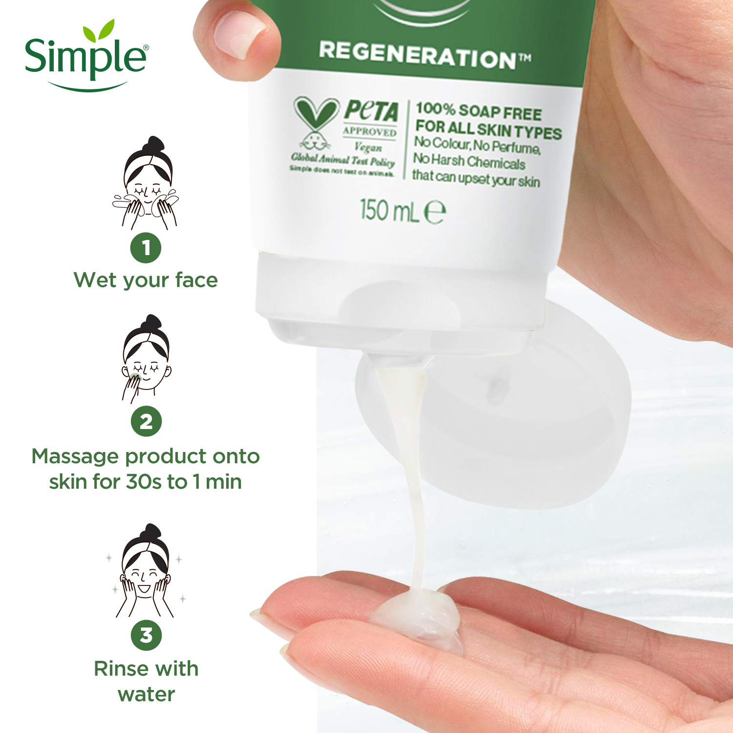 Simple Regeneration Age Resisting Facial Wash Cleanser Make-up Removal ...