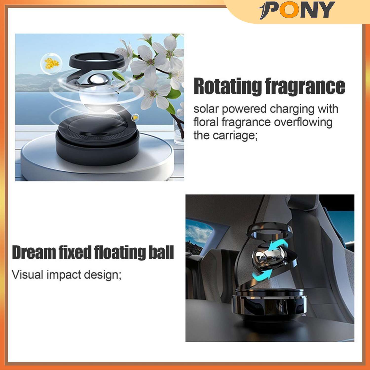 PONY Vehicle Sunlight Aromas Enhancers Solar Car Air Freshener Space ...