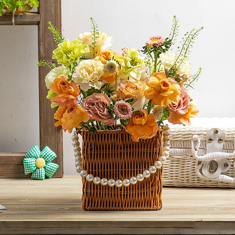 (300-304) BASKET FLOWER BOX Weave Rattan Wicker Storage Fruit Rattan ...