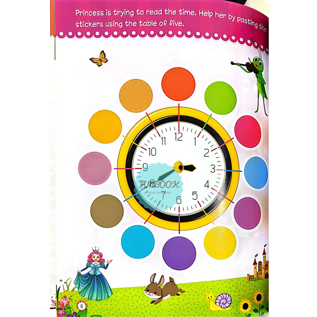 [FUNBOOK] Tell The Time Sticker Activity Book 16 pages Clock Preschool ...