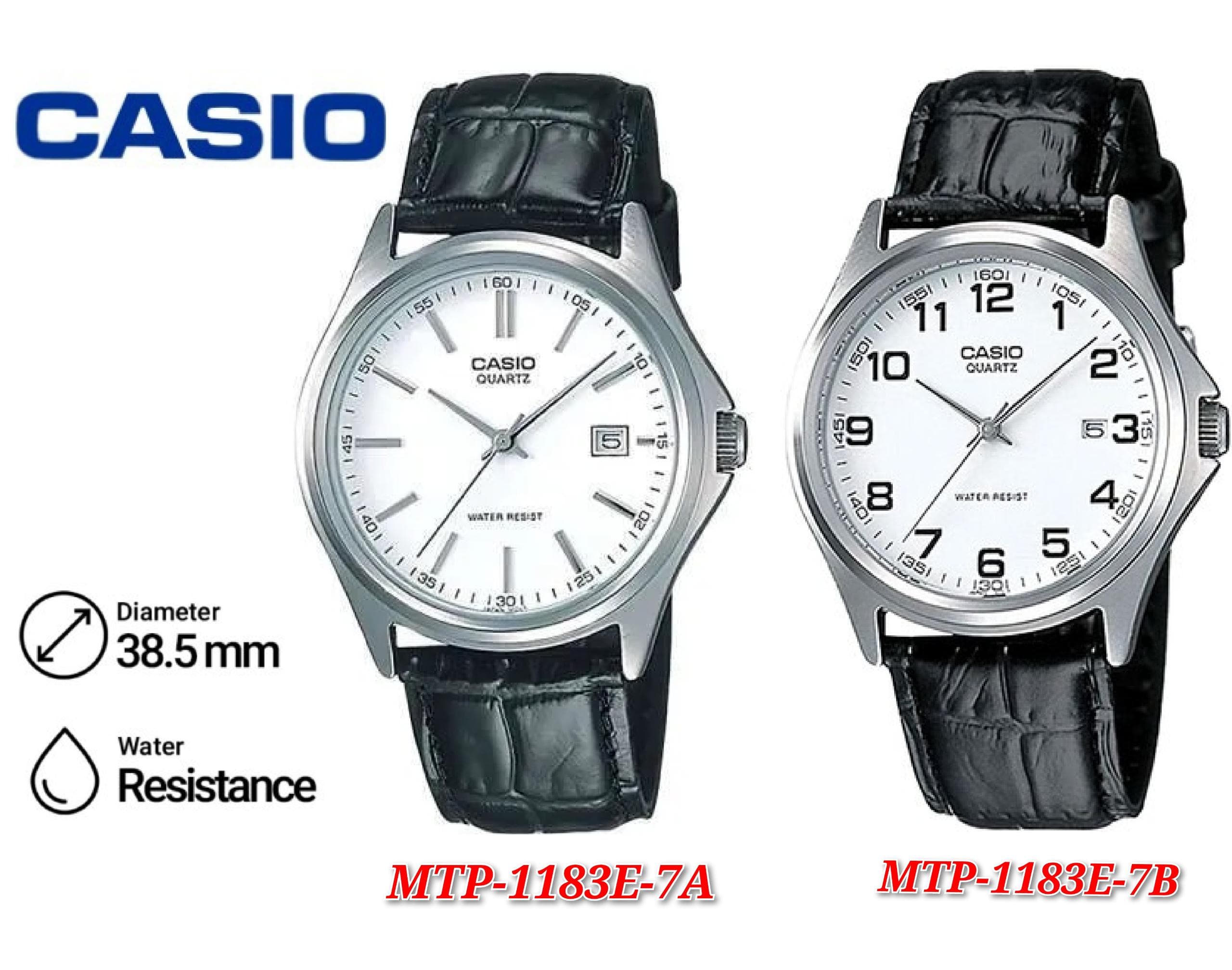 Casio MTP-1183E Men Analog Date Functioning Black Leather Band | Shopee ...