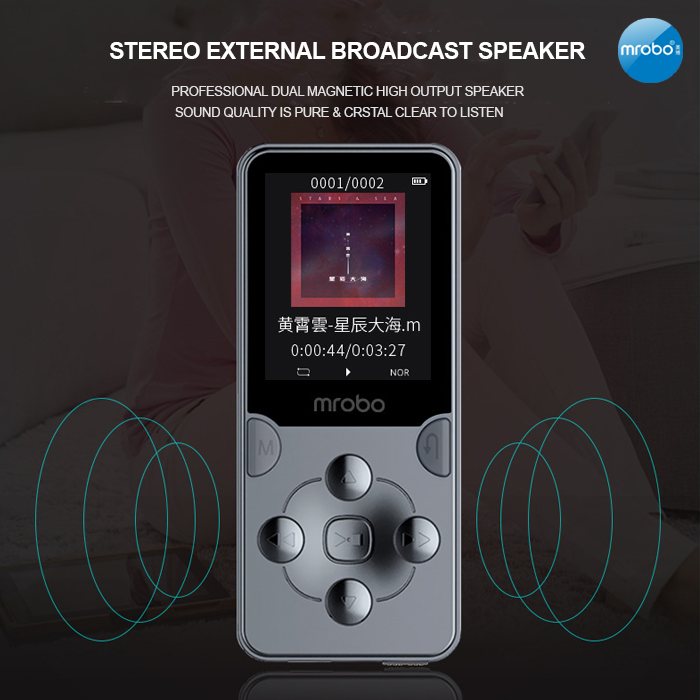 MROBO X02 Mp3 Music Player Walkman | Audio mp4 Video Speaker Voice ...