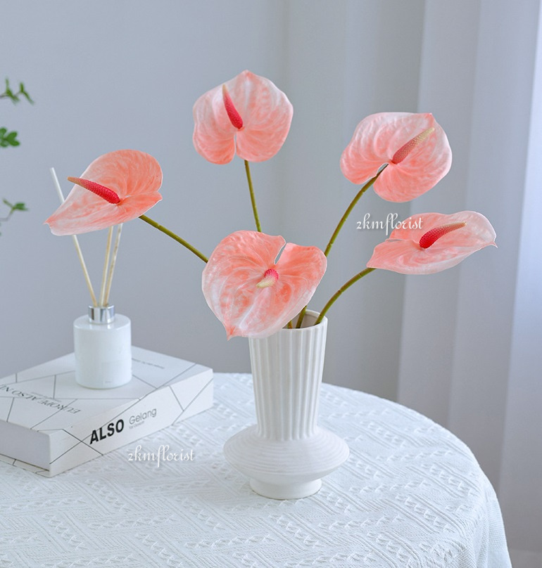 3D LATEX ANTHURIUM FAKE FLOWER Bouquet Living Room Home Decor ...