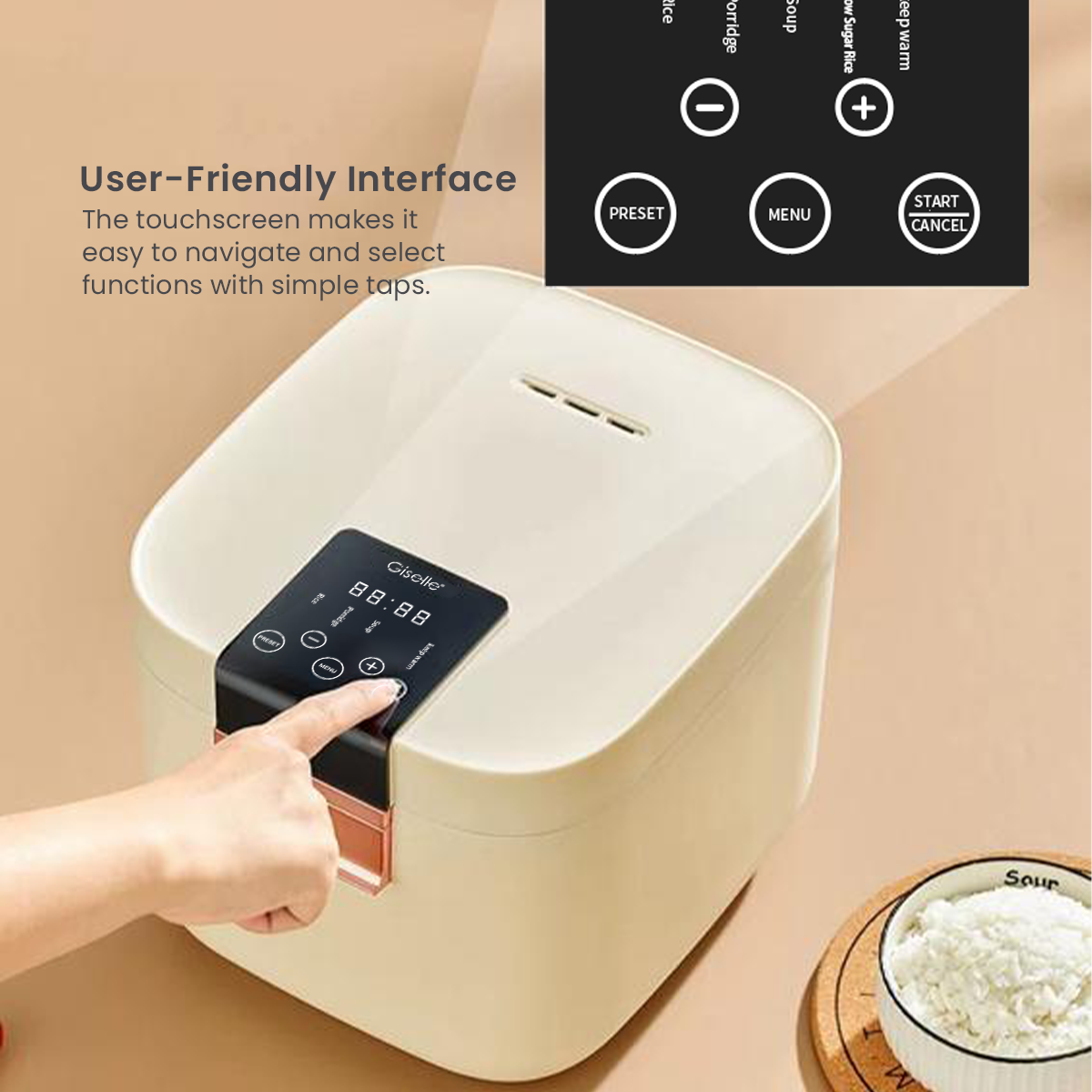 Giselle 5L Digital Touch Screen Low Sugar Function Rice Cooker with Non ...