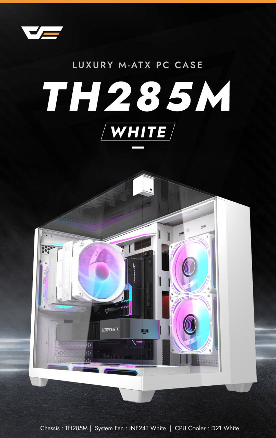 Darkflash Tempered Glass Side Panel M-ATX PC Case - Black/White TH285M | Shopee Malaysia