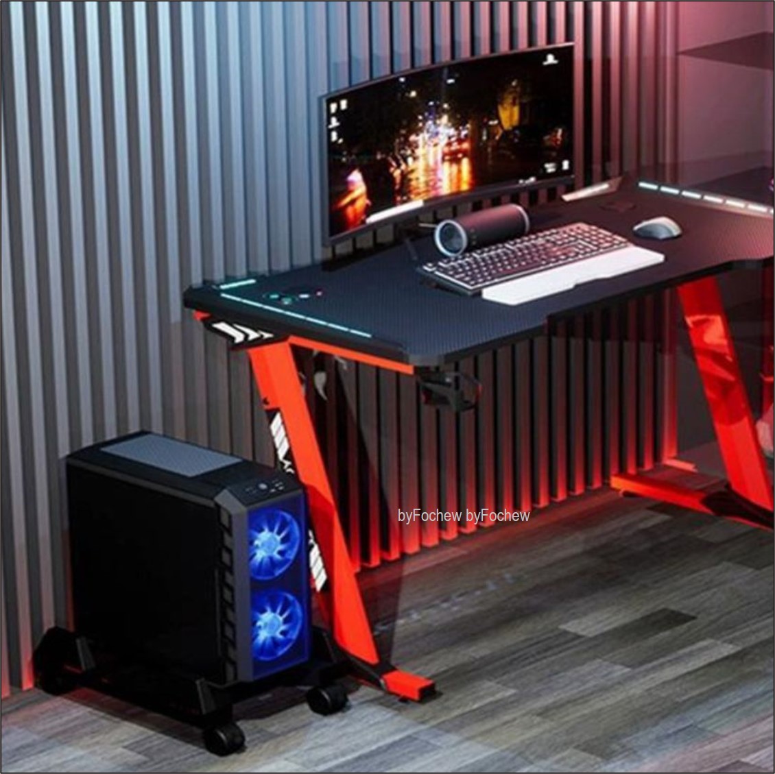 AMZ 100/120/140CM ProZ Gaming Table with RGB Light + Carbon Fiber