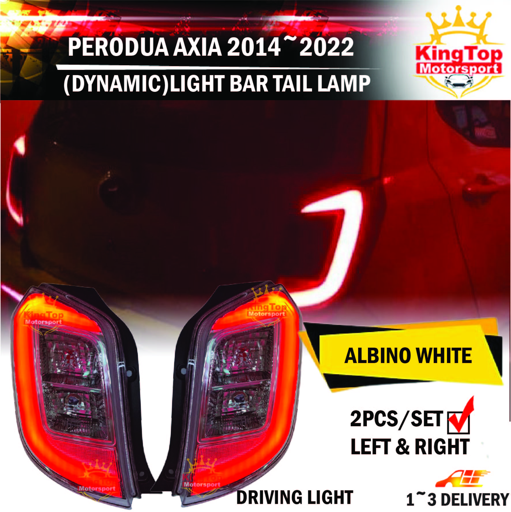 VLAND Perodua AXIA Light Bar Tail Lamp(DYNAMIC VERSION) ALBINO WHITE ...
