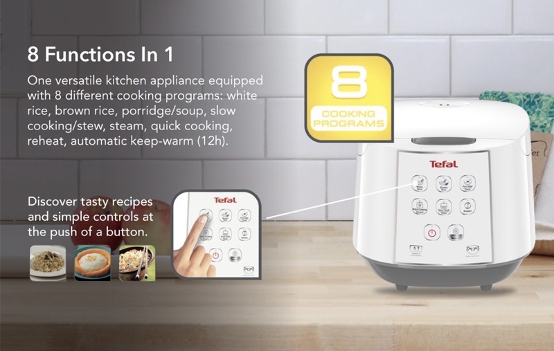 Tefal Fuzzy Logic Rice Cooker RK7321 1.8L 10 Cups RK732167 8 Function ...