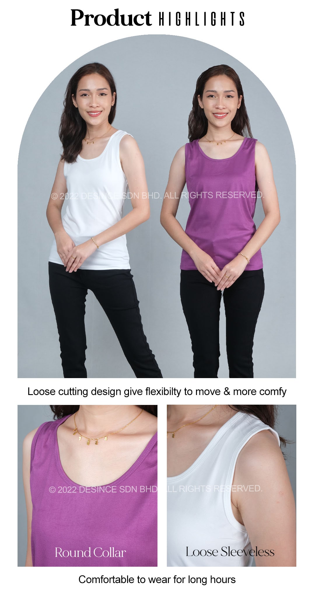 🇲🇾 DESINCE Women Singlet Multi Color Camisole Inner Tank Top Sleeveless ...