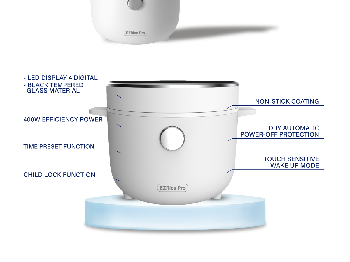 Electrova EzRice Pro 2L Digital Low Sugar Rice Cooker | Non-Stick ...