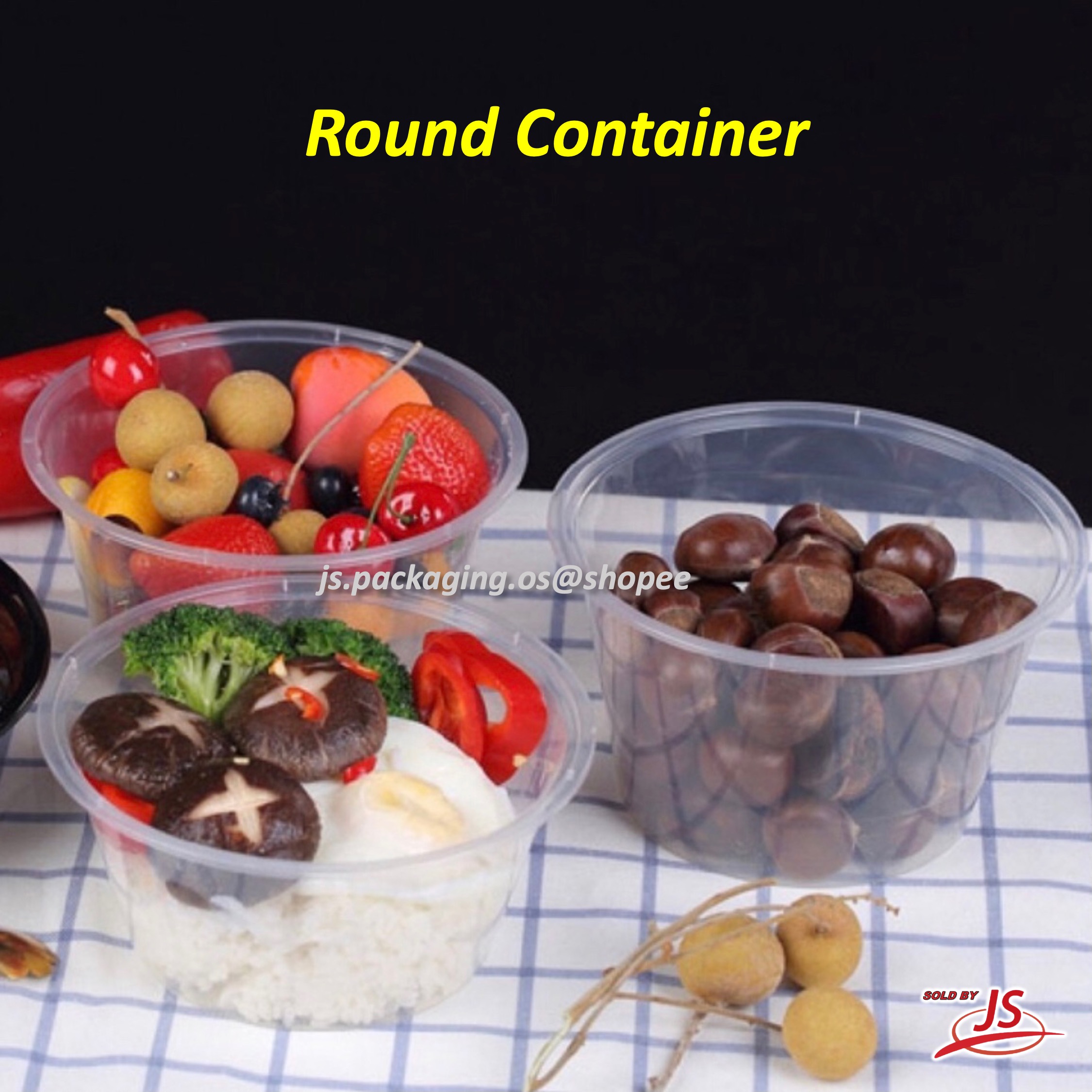 Round Container with Lid 25set Bekas Makanan Bulat 8oz/10oz/12oz/16oz ...