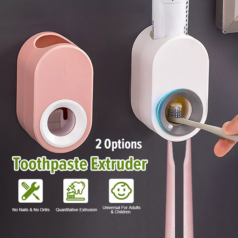 𝟐 𝐈𝐍 𝟏 Wall Mounted Automatic Toothpaste Squeezer Push Dispenser ...