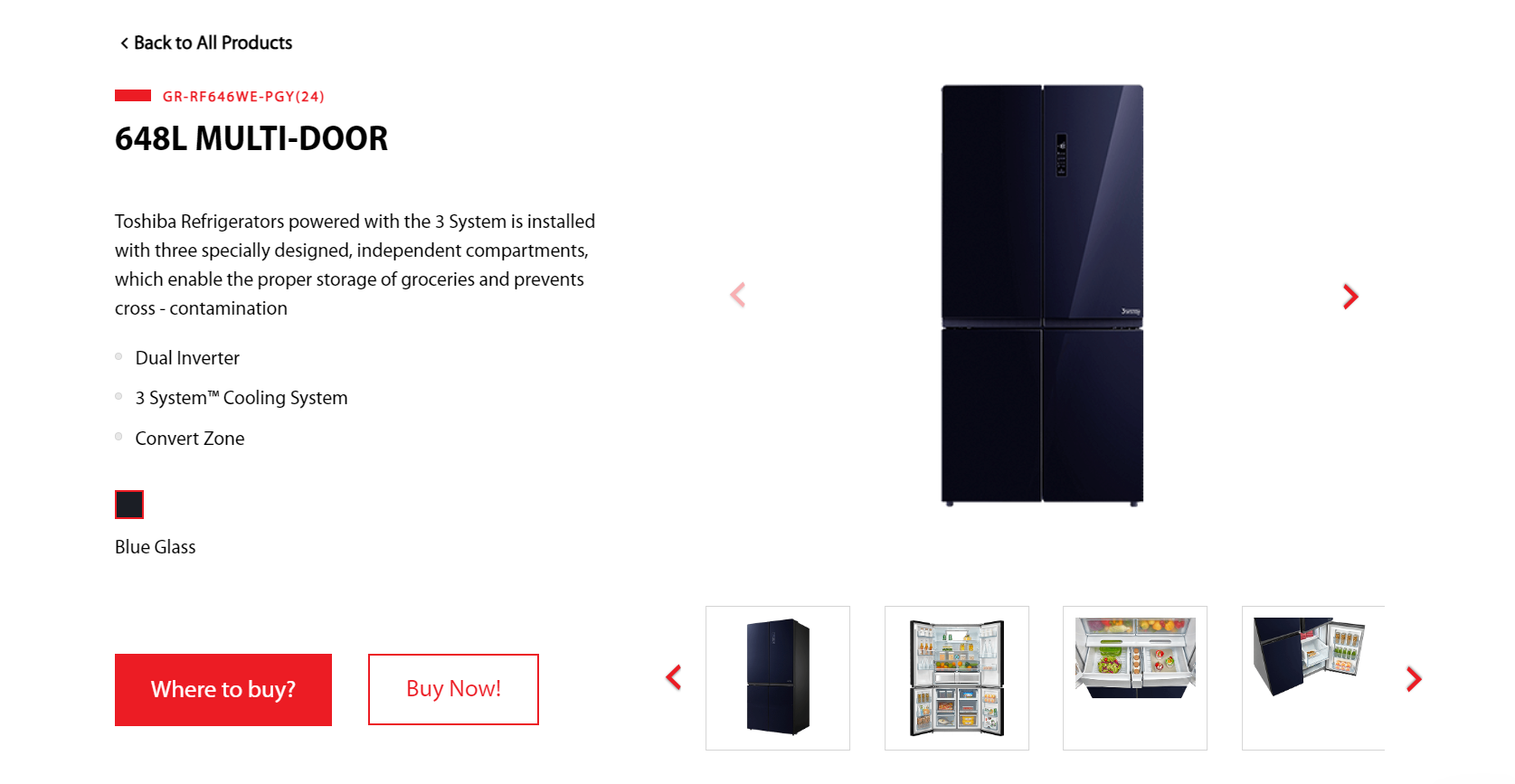 Toshiba 648L Multi-Door Dual Inverter Refrigerator GR-RF646WE-PGY With ...