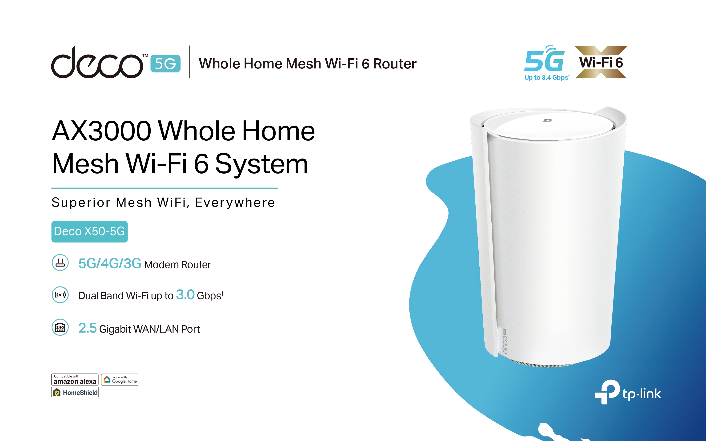 Deco X50 AX3000 Whole Home Mesh Wi-Fi 6 System 
