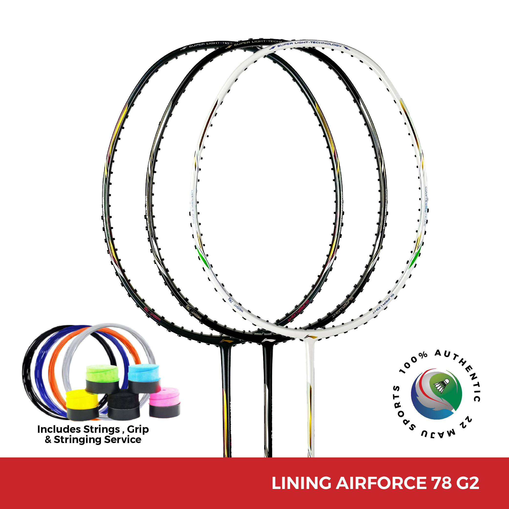 LI-NING AIR-FORCE 78 G2 ( FOC STRING + GRIP ) 78 GRAMS BADMINTON RACKET ...