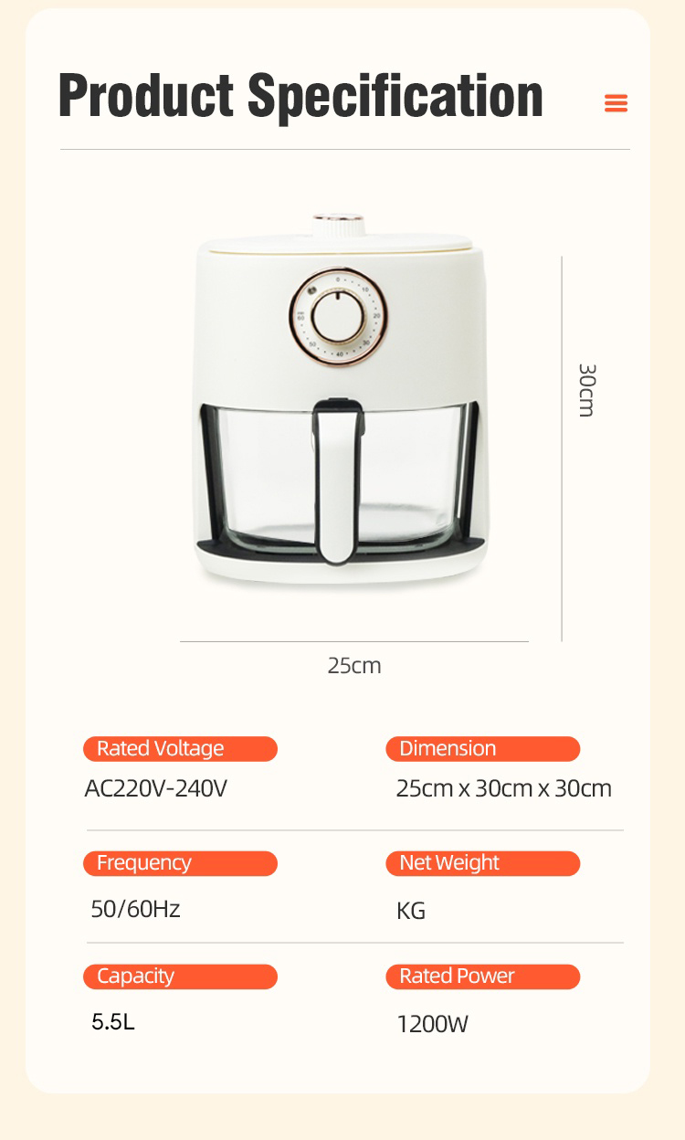 Riino Rapid Glass AI Air Fryer Oven JAZZ (5.5L) GY2202 Shopee Malaysia