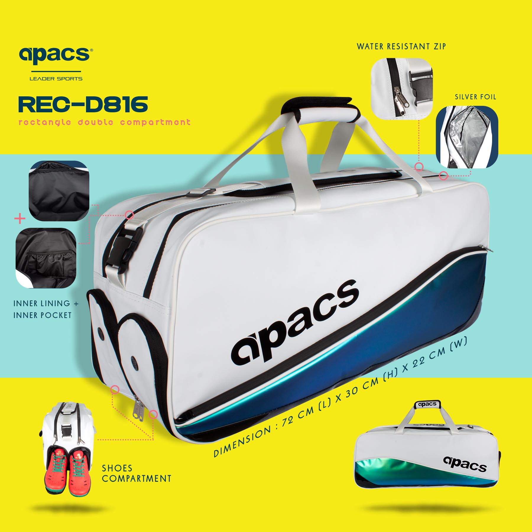 APACS PREMIUM TOURNAMENT/ON COURT BADMINTON RACKET BAG D816 | Shopee ...