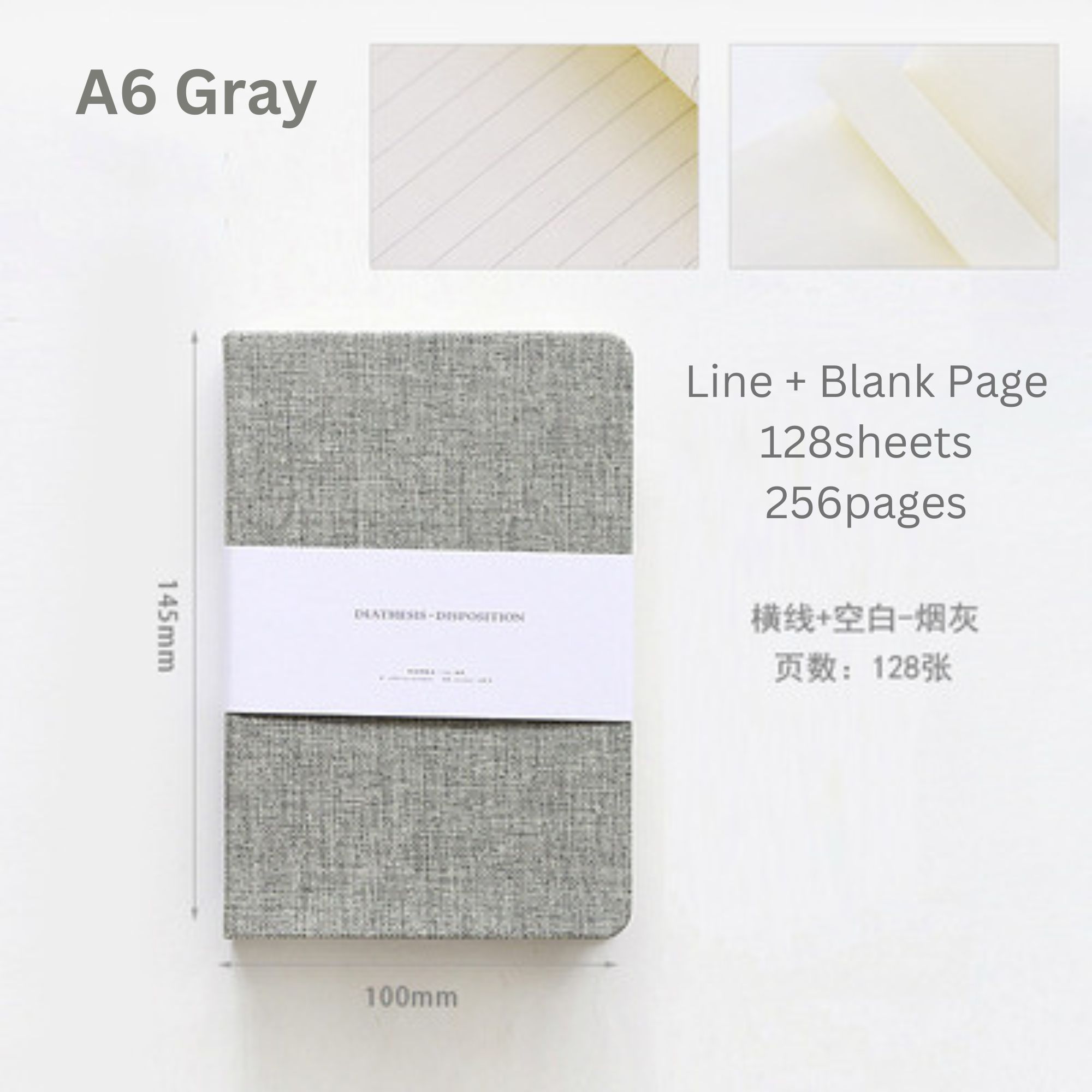 A5 A6 Premium Fabric Fine Linen Canvas Line Blank Grid Hardcover ...