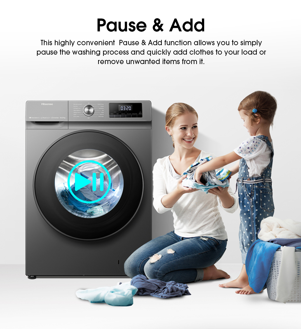 Hisense Washer Dryer 2 in 1 Washing Machine Front Load Combo Mesin