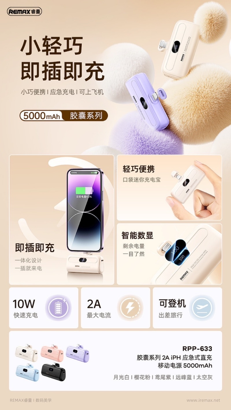 [CCC Certificate] REMAX RPP633 Capsule Series 2A iP Port / RPP632 Type ...
