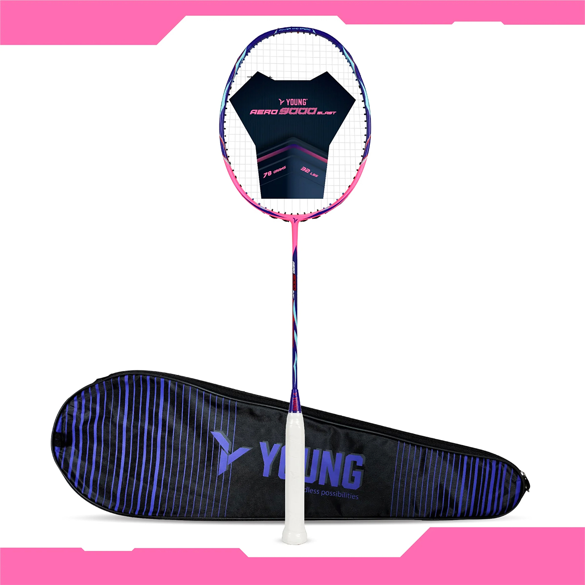 YOUNG Aero 9000 Blast Intermediate Level Badminton Racket - Pink ...