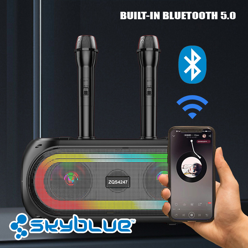Skyblue LED RGB Light Speaker Bluetooth Bass Besar Spiker With 2 ...