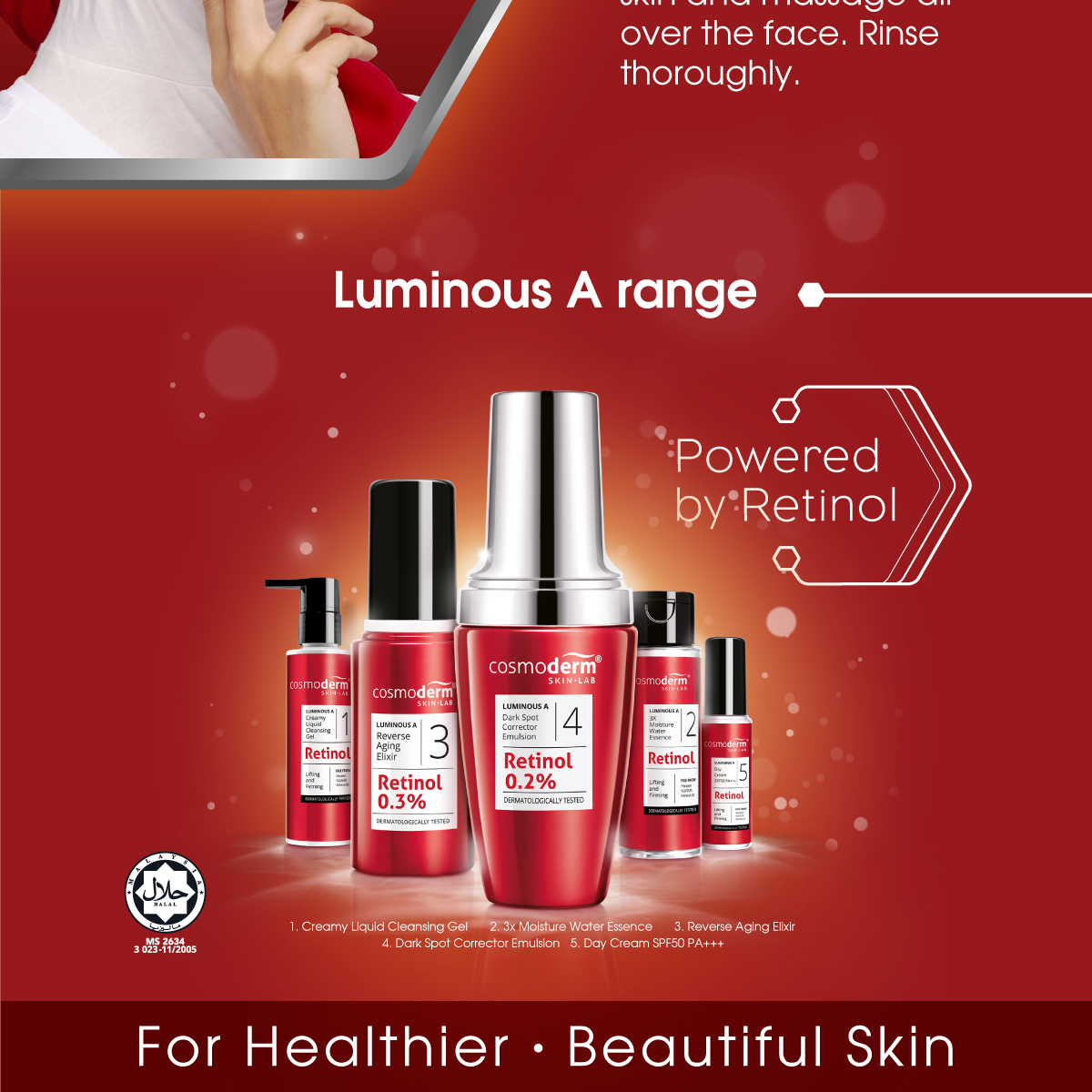 Cosmoderm Luminous A Creamy Liquid Cleansing Gel (Retinol) 120ml ...