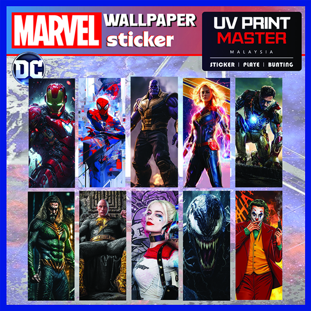 UV PRINT MARVEL WALLPAPER LONG LASTING REMOVABLE WALL STICKER ...
