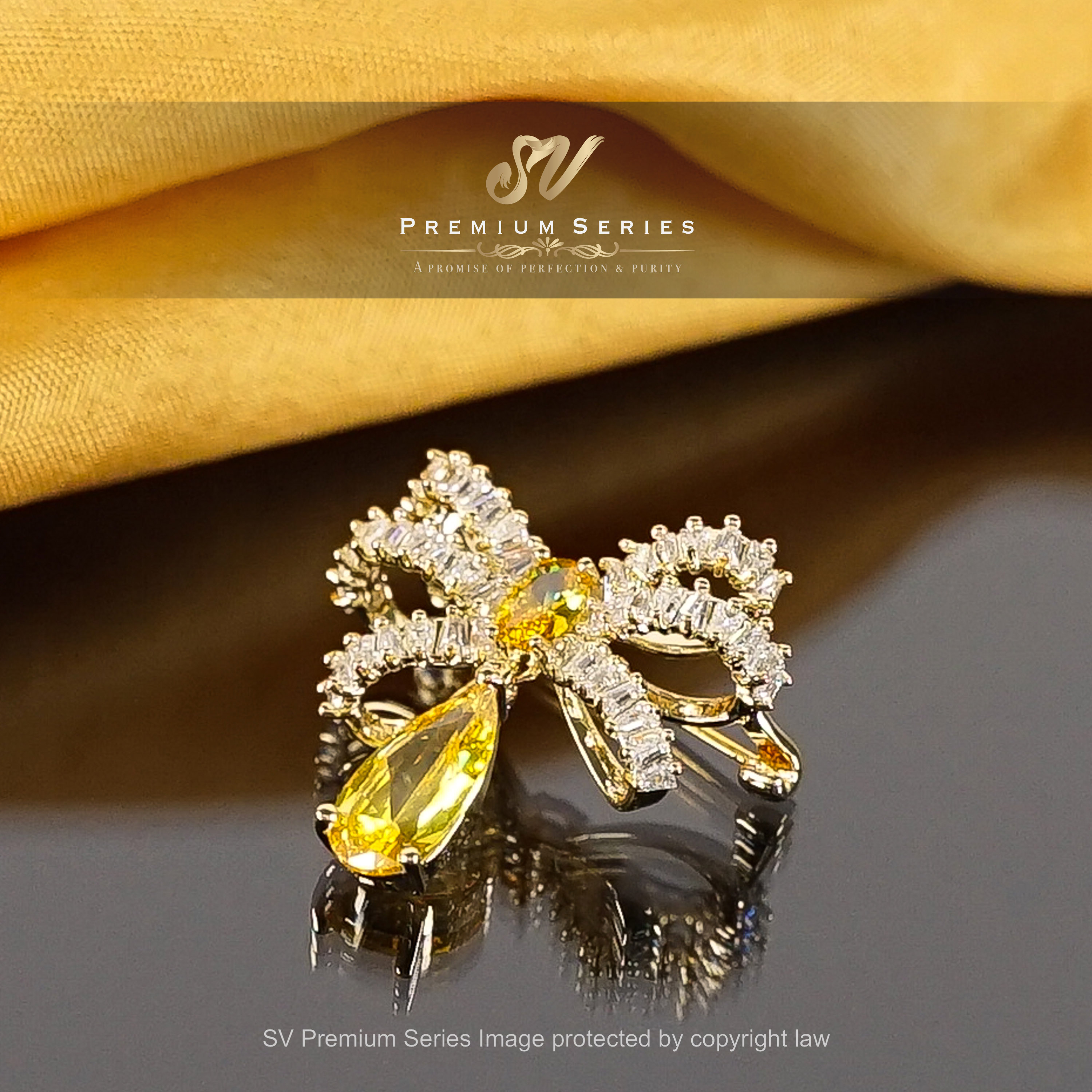 Sv Premium Austria Ribbon Brooch With Charm Pin Tudung Reben Mewah ...