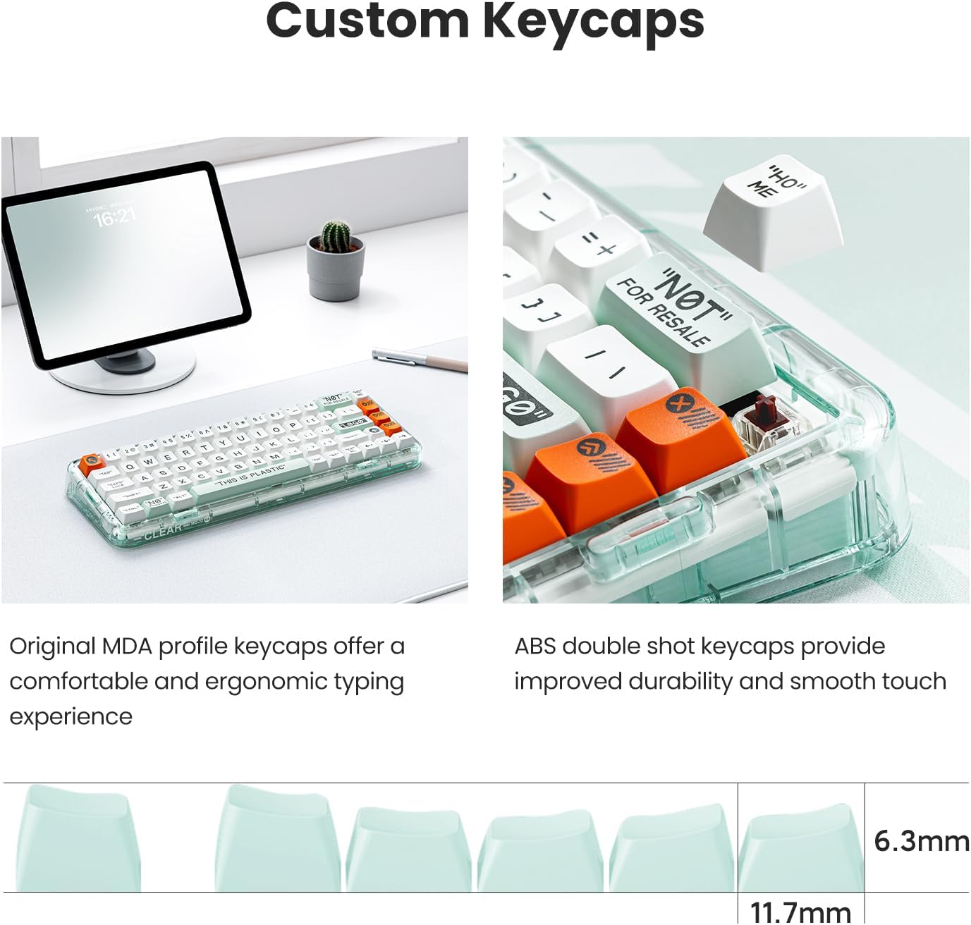 MelGeek Mojo68 Plastic Transparent 65% Compact 68-Key Fully-Assembled ...