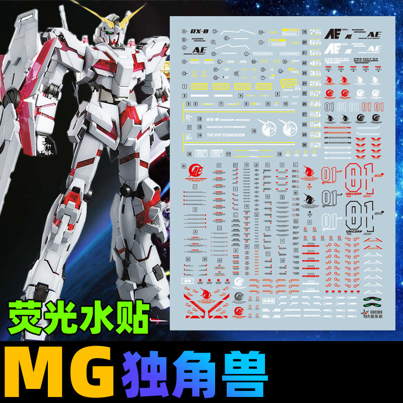 (XingYu) Waterslide Decal - MG 1/100 RX-0 Unicorn OVA (Fluorescent ...
