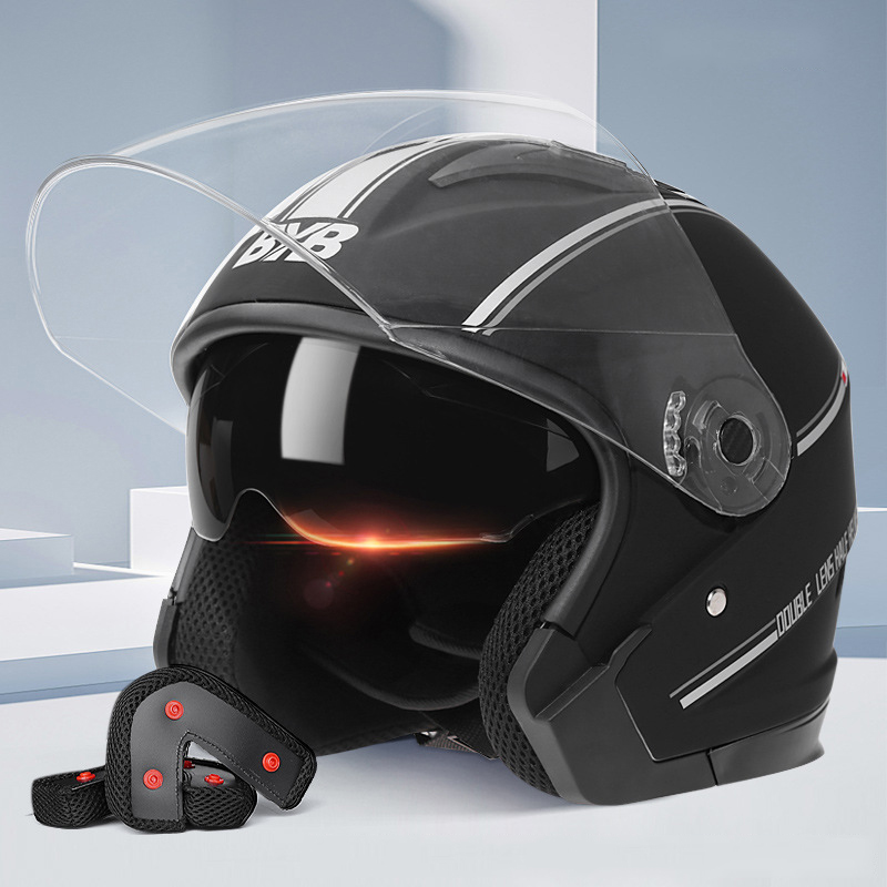 Motorcycle Helmet Double Visor Motor Helmet Electric Motorbike Half ...