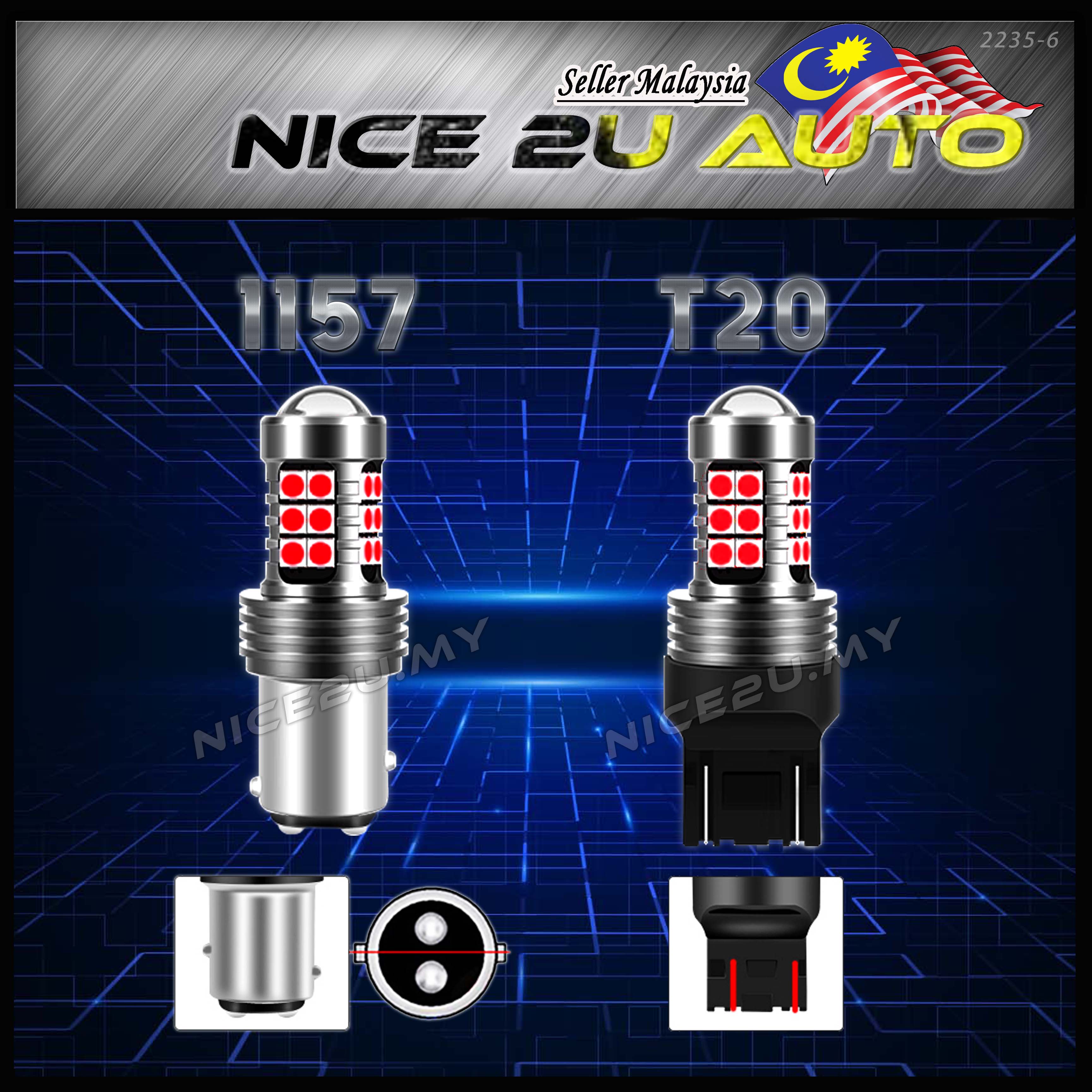 27 LED Motorcycle Brake Light Bulb 12V 27SMD Kelip Strobe Flash or No ...