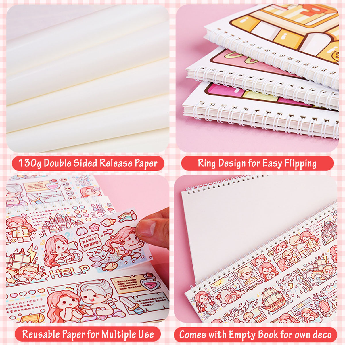 A4/A5 Kids Reusable Sticker Book Handbook DIY Decoration Cartoon Deco ...
