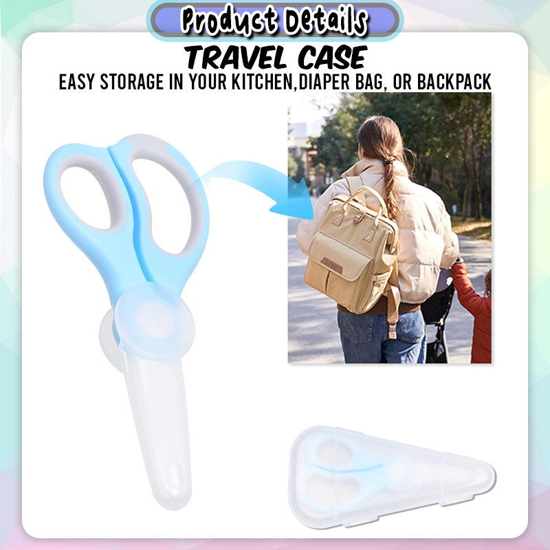 [Datz] Stainless Steel Food Scissors Baby Food Scissors With Case 婴儿食物剪 ...