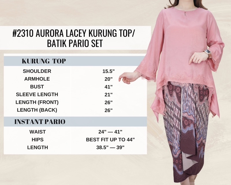 AURORA LACEY KURUNG WAKA-WAKA BATIK PARIO SET BAJU RAYA 2024 READY ...