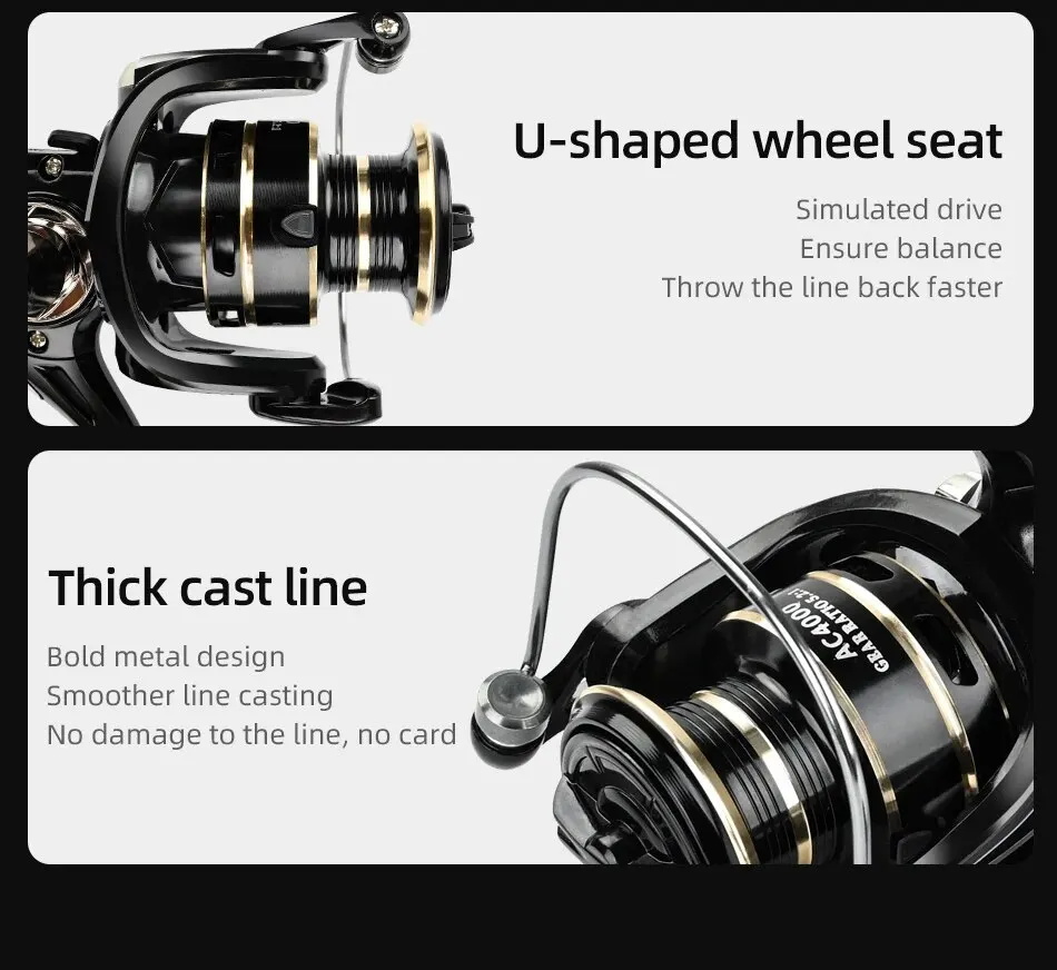 Spinning Reel Max Drag 8KG untuk memancing AC3000 4000 5000 Reel Metal ...