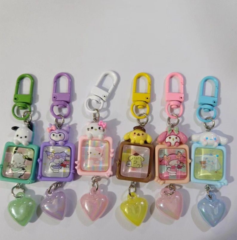 Sanrio XHS Love Keychains Cute Cartoon Kuromi Melody Cinnamon Kitty ...