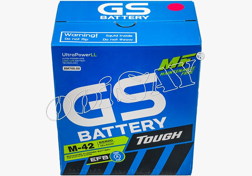 GS M42R - 55B20R (EFB) - Stop Start Battery - Car Battery - Aruz Eco ...