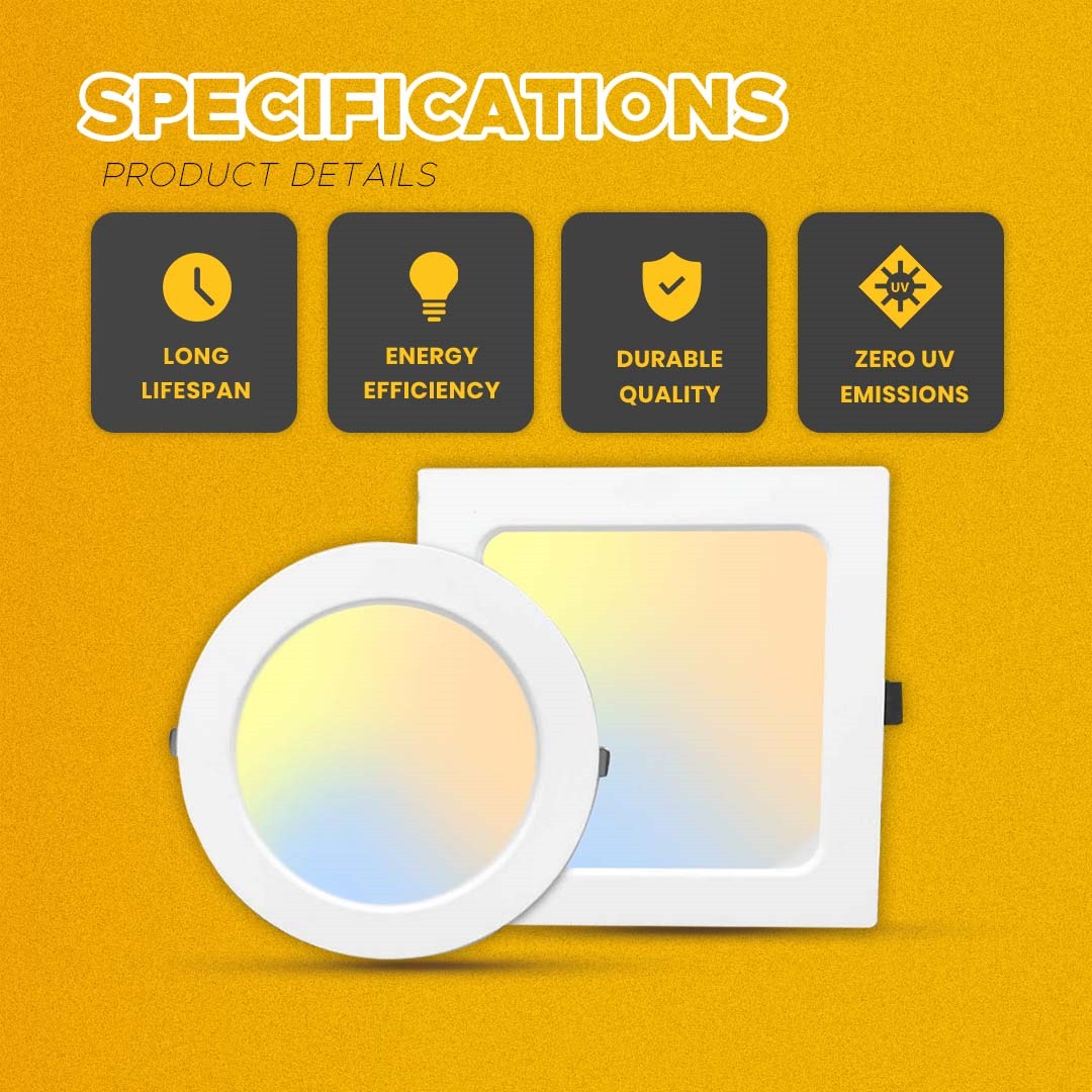 3 COLOR LED DOWNLIGHT 12W/18W/24W ROUND/SQUARE RECESSED LED PANEL LIGHT ...