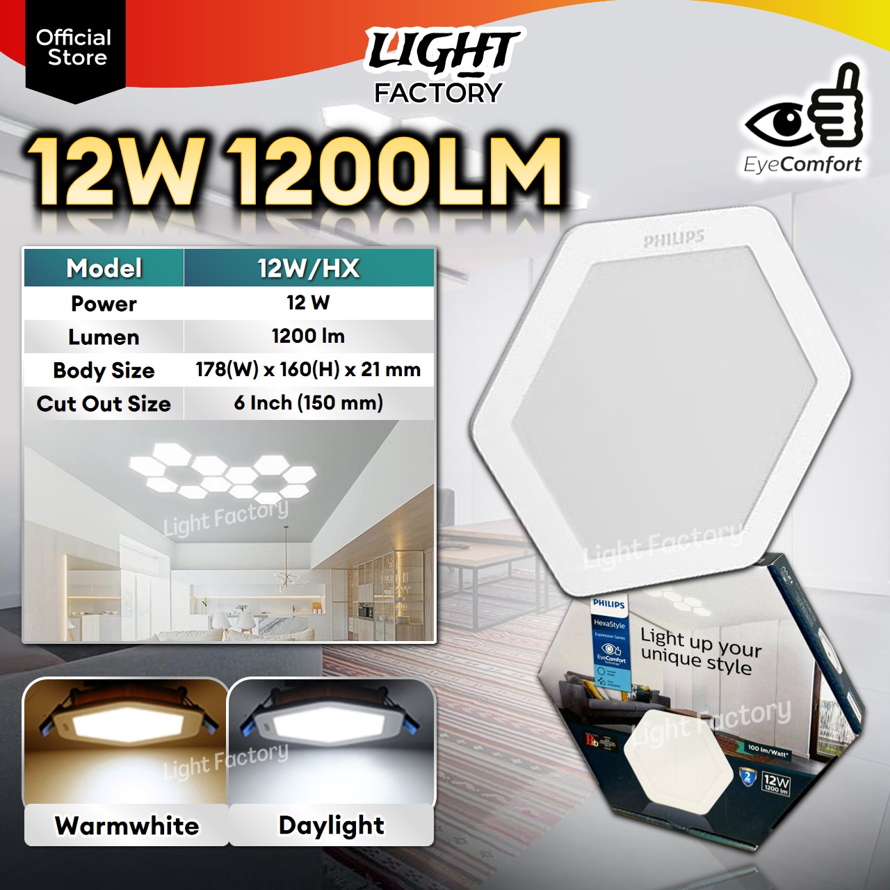 🔥NEW🔥PHILIPS Hexastyle Recessed Downlight 4''8W / 6''12W LED Ceiling ...