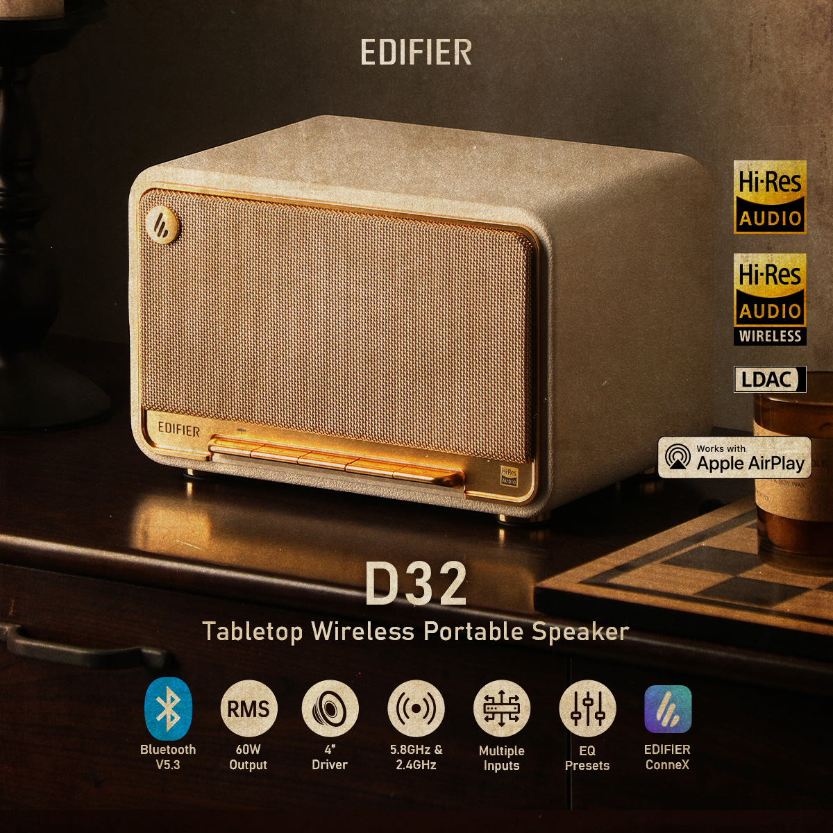 Edifier QR30 Altoparlante da ufficio attivo con Bluetooth V5.4, effetti luminosi dinamici - 30 Watt RMS - Nero