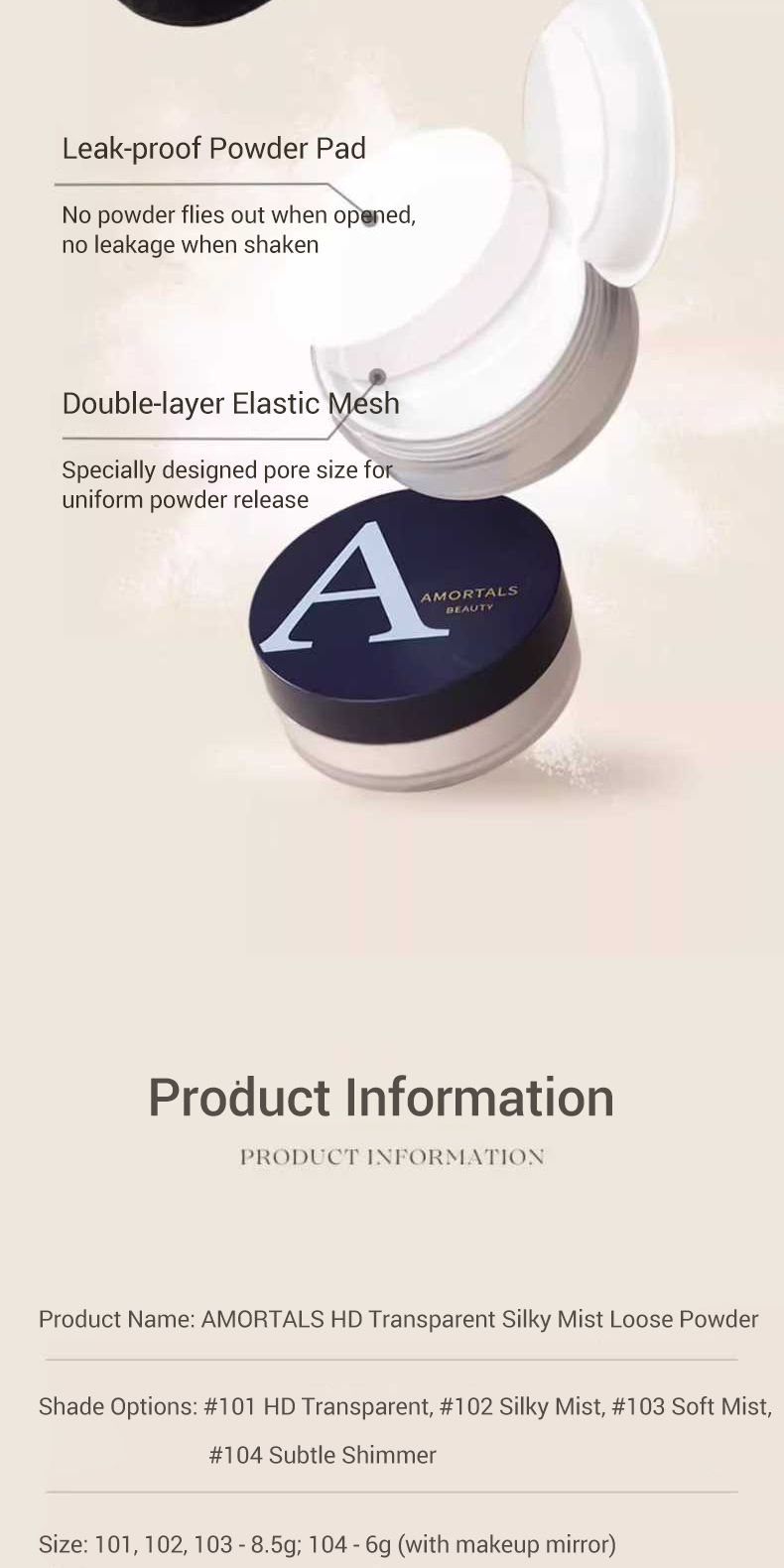 AMORTALS Korea HD Loose Powder Oil Control Silk Setting Powder Makeup ...