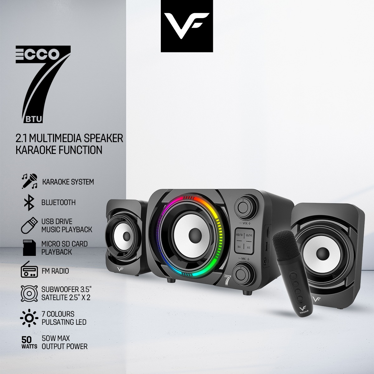 VINNFIER ECCO 7 BTU Multimedia Speaker with Bluetooth Connectivity ...