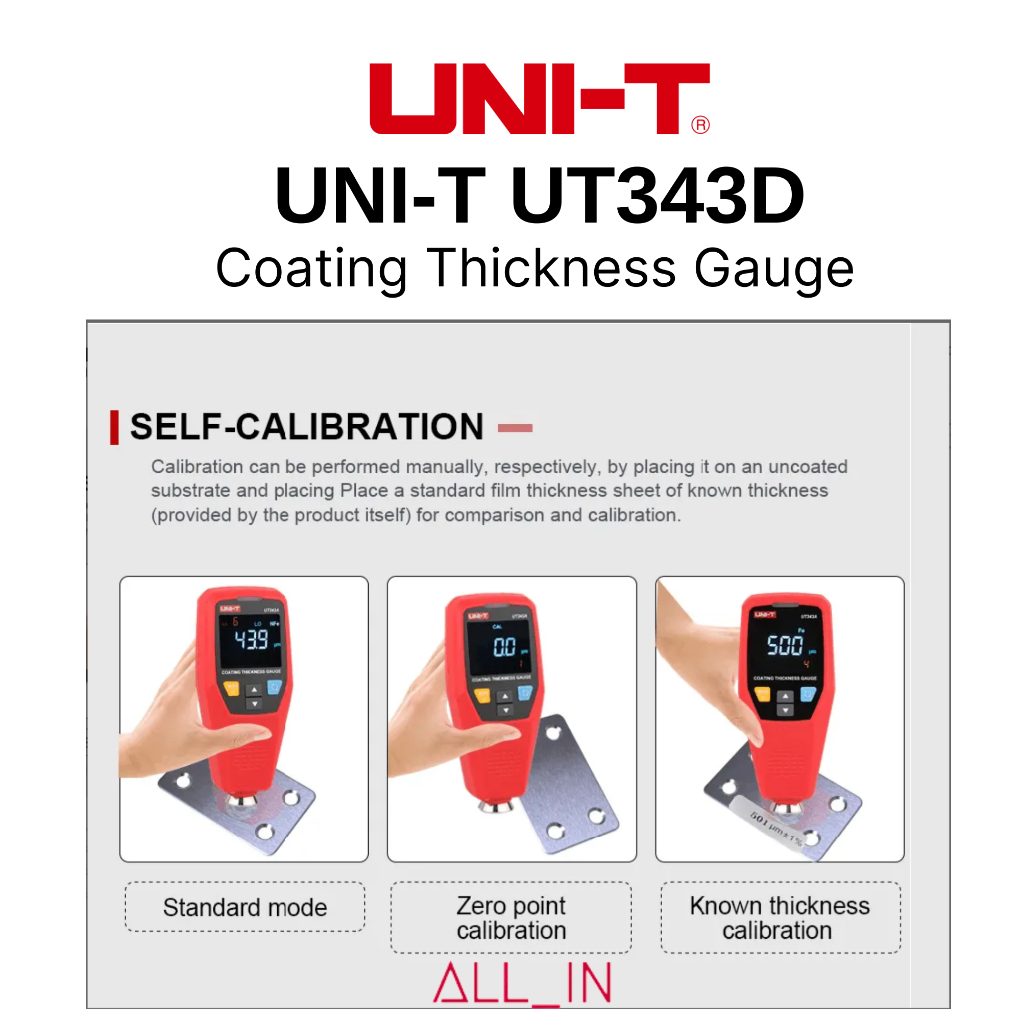 UNI-T UT343D Digital Coating Thickness Gauge Meter Tester Range 0 to ...