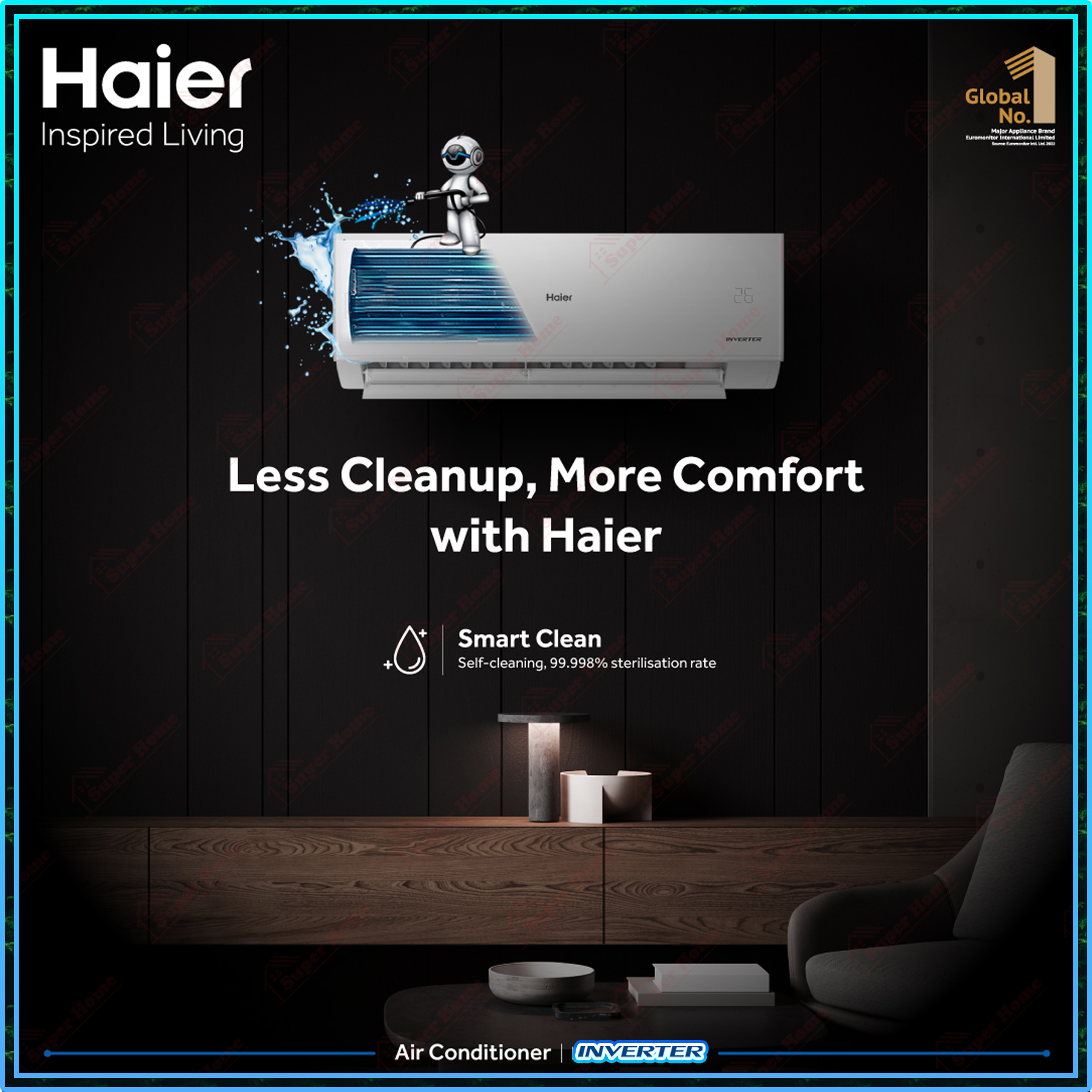 Haier 2.0hp Inverter Air Conditioner HSU-19VQC23 R32 Inverter Aircond ...