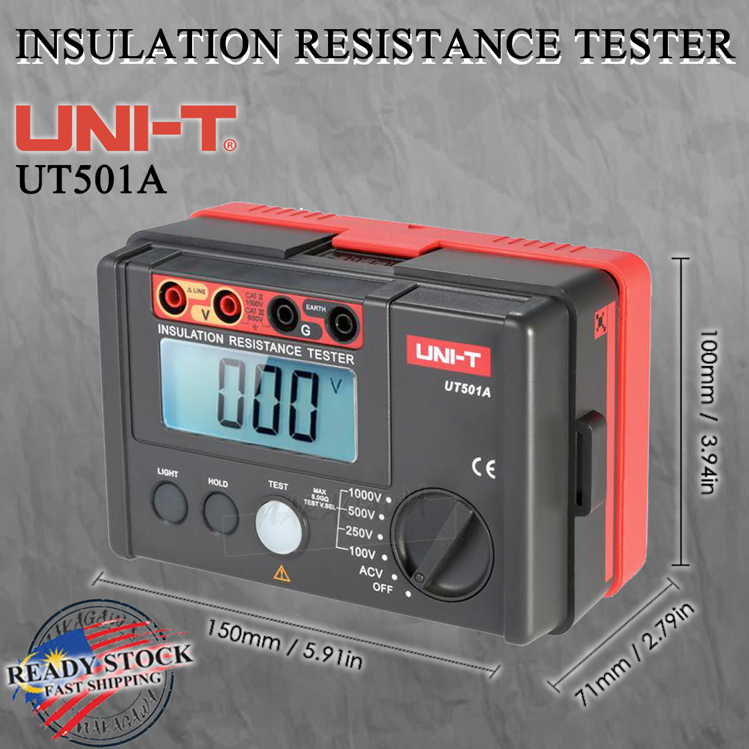 Testeur De Résistance De Terre UT502A UNI-T - Mesure Isolation, Auto-range, Affichage LCD, Certifié CE