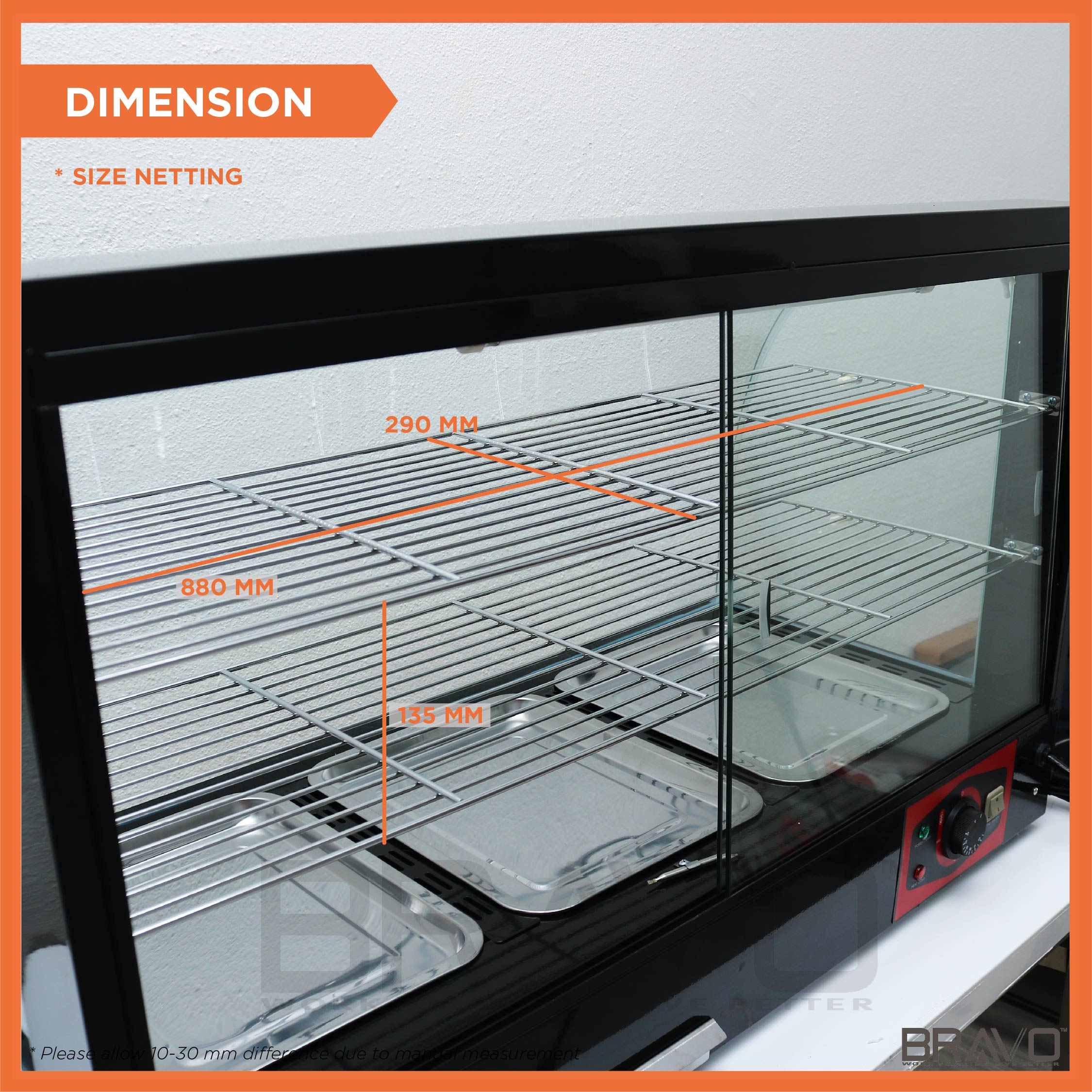 BRAVO [BIG Black] Food Warmer Display Pemanas Makanan Warmer Showcase ...
