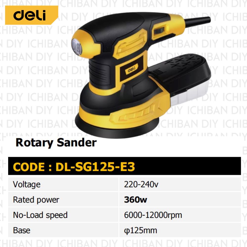 DELI Rotary Sander 360W DL-SG125-E3 Orbit Orbital Electric Corded Sand ...